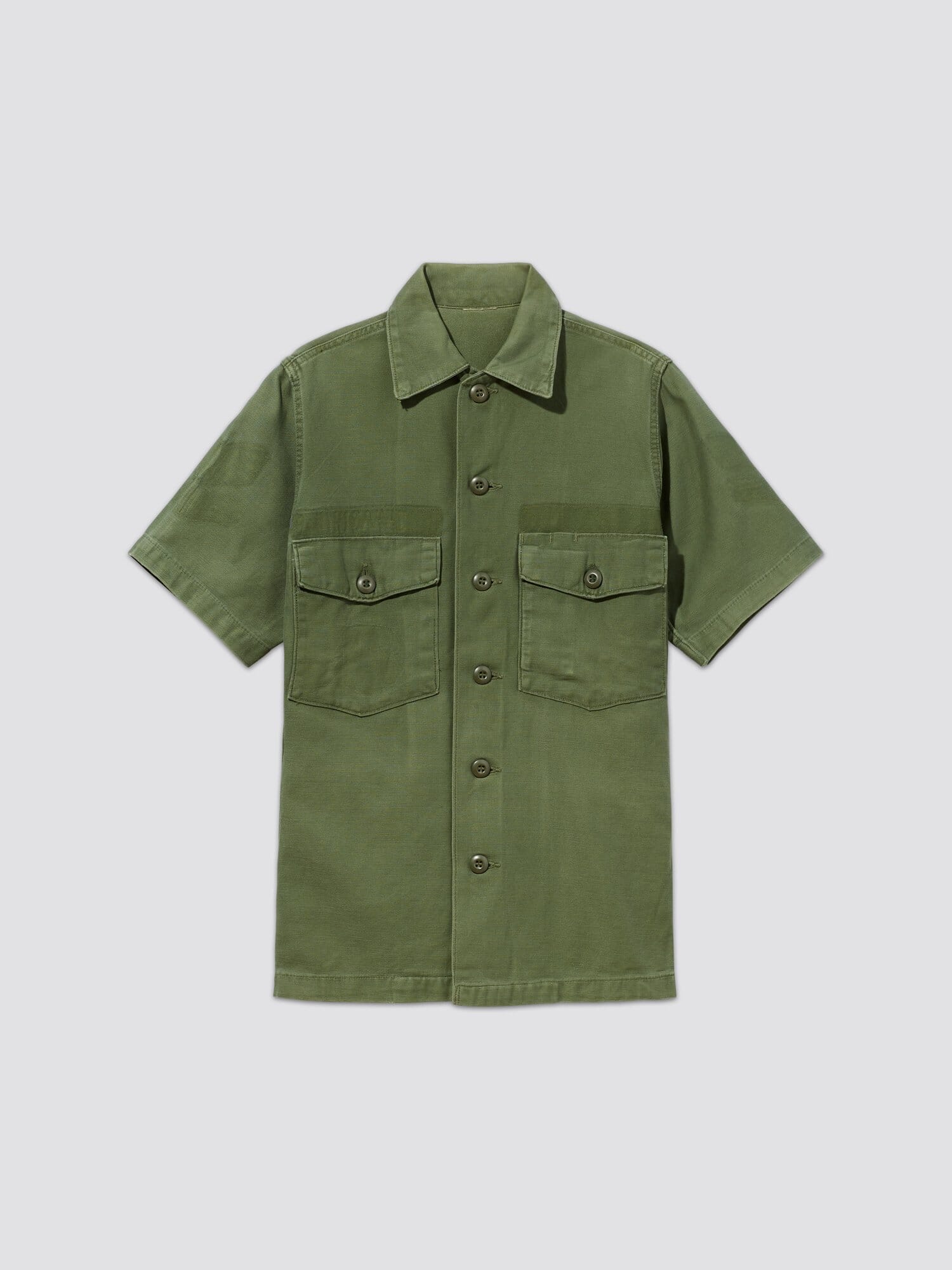 VINTAGE 70s UTILITY SHORT SLEEVE SHIRT RESUPPLY Alpha Industries, Inc. M-65 OLIVE XXS 
