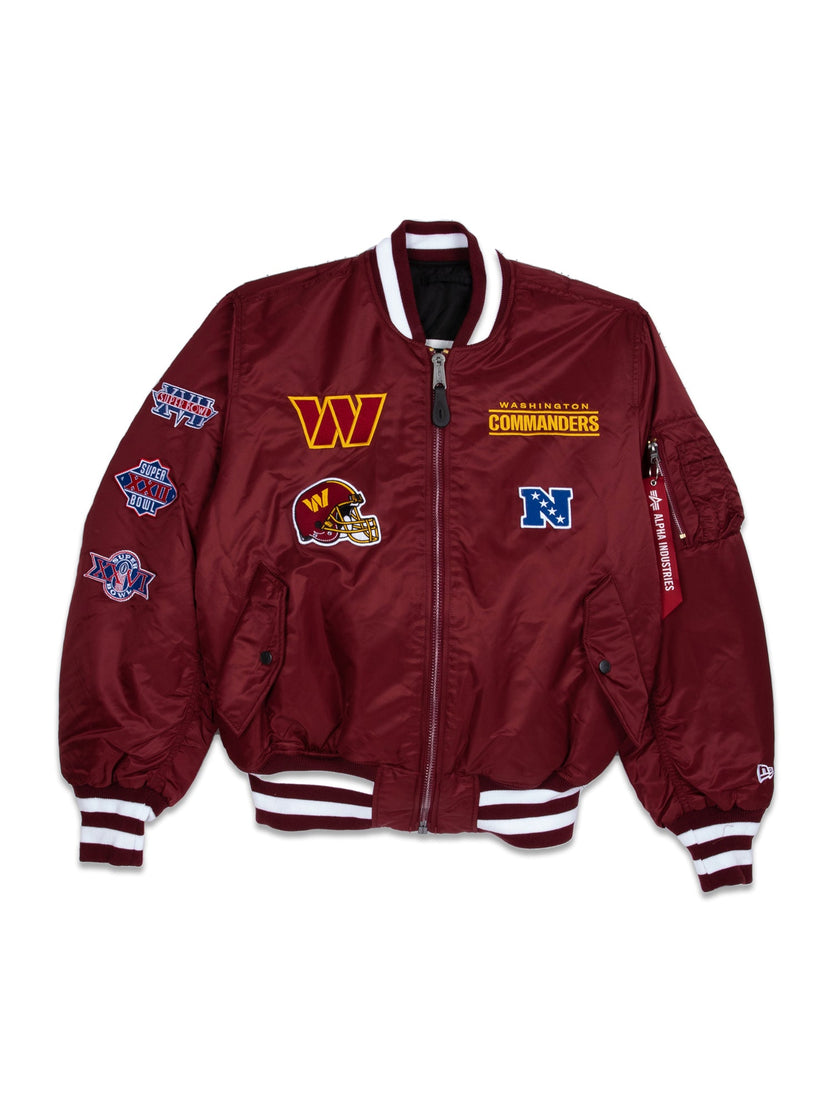 WASHINGTON COMMANDERS X ALPHA X NEW ERA MA-1 BOMBER JACKET OUTERWEAR Alpha Industries BURGUNDY 2XL 