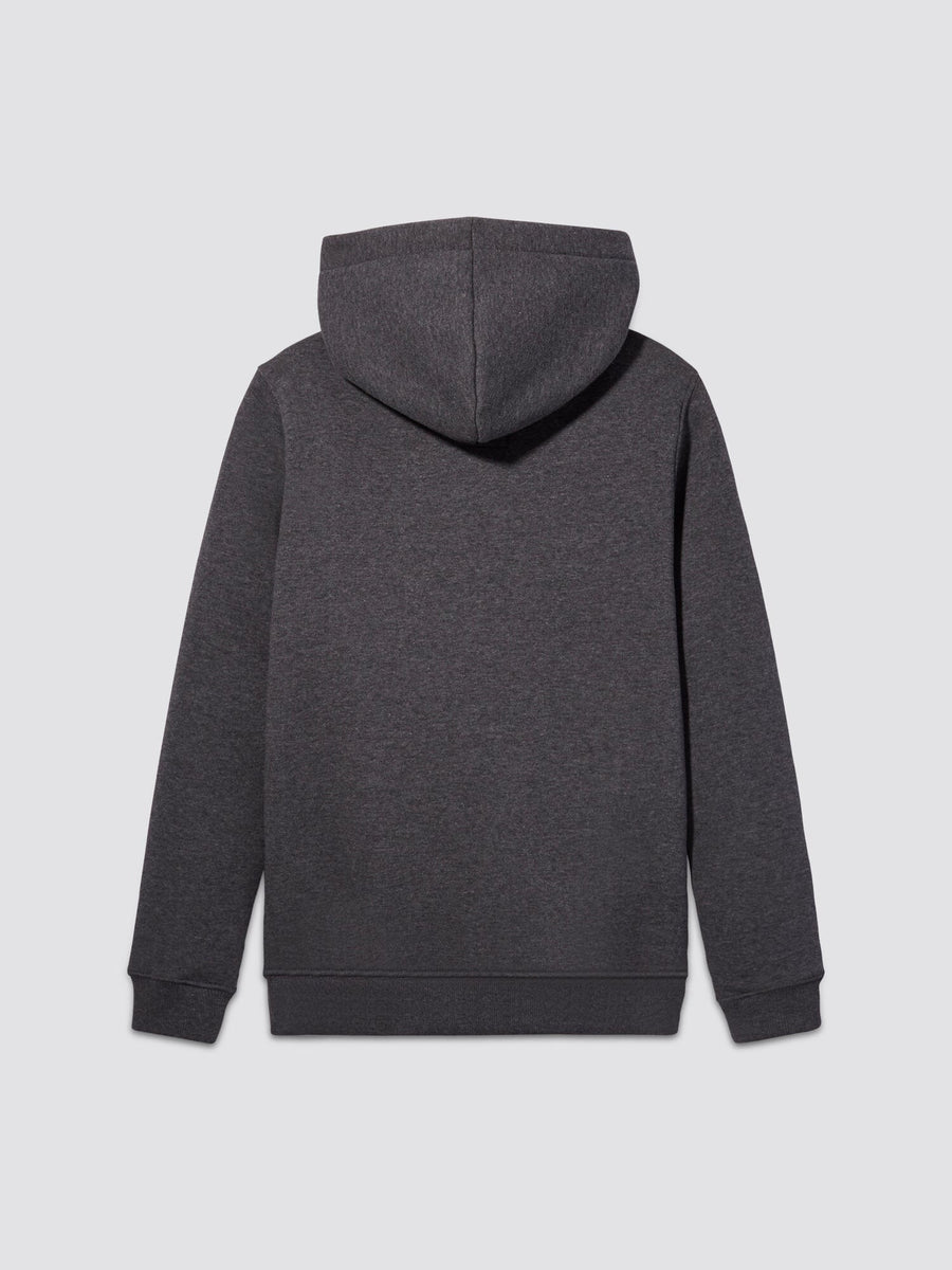 Youth Basic Hoodie Alpha Industries, dark gray with Alpha graphic.