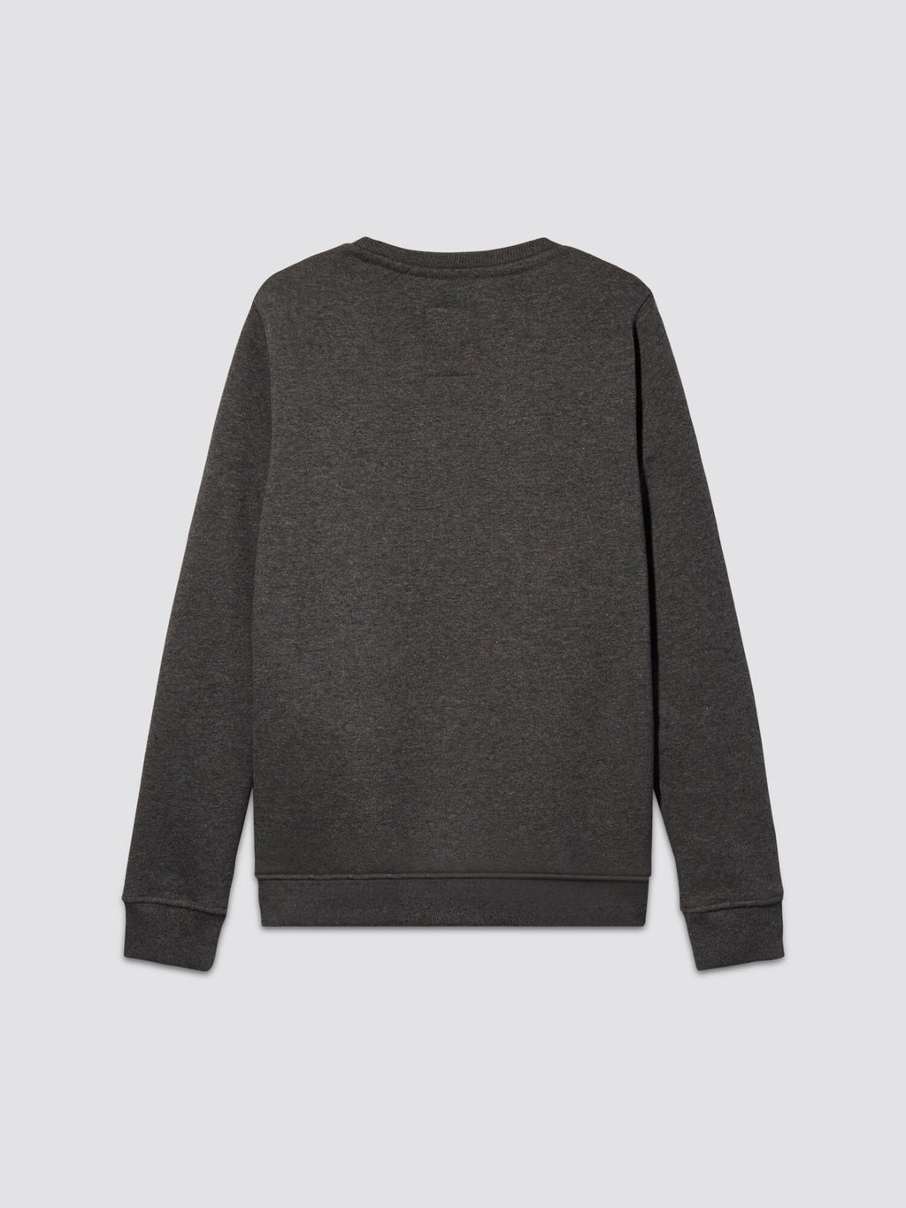 The Youth Basic Sweater by Alpha Industries, showcasing the Alpha logo, is displayed from the back against a plain white background.