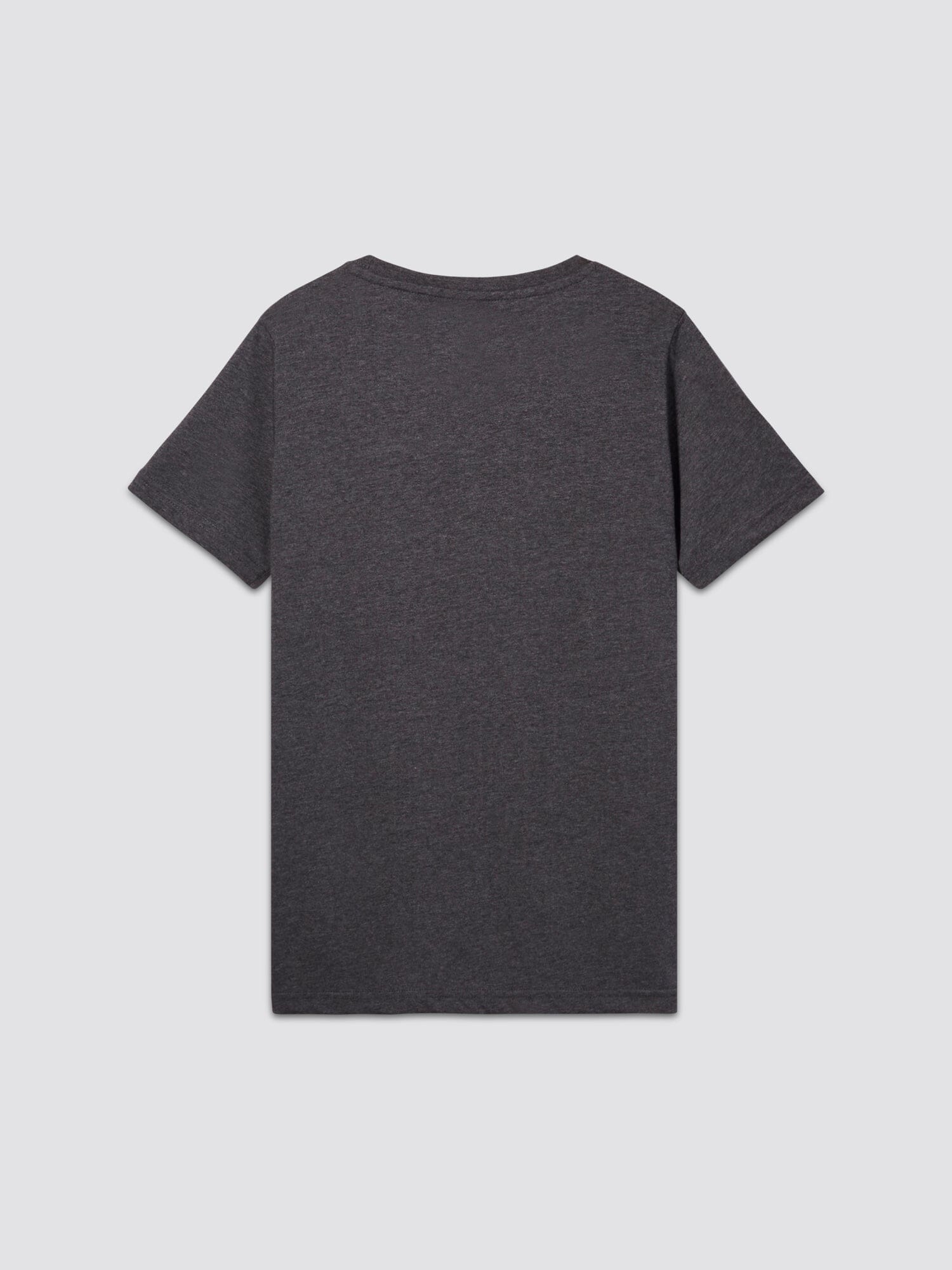 Youth Basic Tee by Alpha Industries, short-sleeved, cotton, dark gray, back side shown.