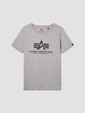 Youth Basic Tee by Alpha Industries, gray heather cotton short-sleeve shirt with Alpha Industries flag logo and Knoxville, Tennessee, U.S.A. printed in black on front.