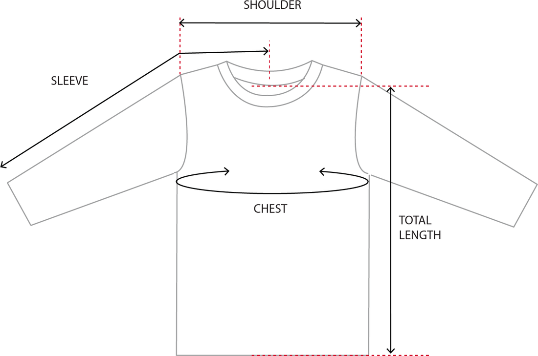 Woven top laid flat with lines showing where shoulder, sleeve, chest and total length are measured